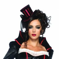 Leg Avenue Deluxe Mini Top Hat Red-black Hats & Headpieces