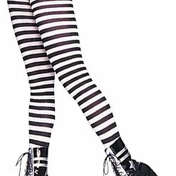 Leg Avenue Tights Striped Black And White Plus Size Pantyhose Accessories
