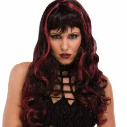Seasonal Visions Wizard & Witches Wig Witch Craft Black-burgundy
