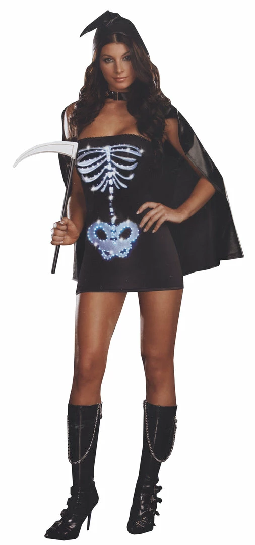 Dreamgirl Maya Remains Skeleton Women's Fibre Optic Costume Cape & Scythe Costumes 3 Dreamgirl Maya Remains Skeleton Women's Fibre Optic Costume Cape & Scythe Costumes
