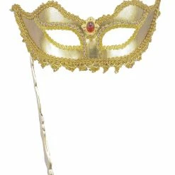 Forum Novelties Ven Mask Stick Gold Masks