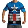 Disguise Captain America Marvel Adult T-Shirt And Half Mask Costumes