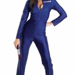 Paper Magic Halloween Women's Blue Printed Michael Myers Face Jumpsuit Costume Costumes