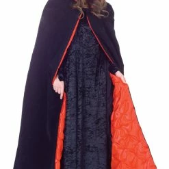 Underwraps Cape Deluxe Hooded Velvet 63 Inches Black And Red