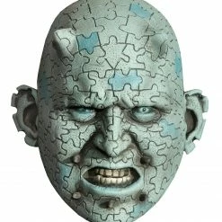 Distortions Horror Movie Costumes Enigma Blue Mask With Jigsaw Puzzle Look Latex Mask