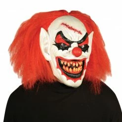 Seasonal Visions Carver Clown Mask With Red Hair Masks