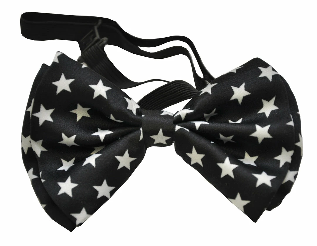 Morris Costumes Bow Tie Black W White Stars 3 Morris Costumes Bow Tie Black W White Stars
