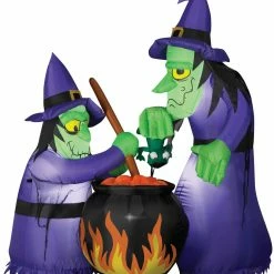 Gemmy Airblown 6ft Double Witch Cauldron Halloween Yard Decor