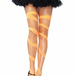 Leg Avenue Neon Diamond Net Thigh-Highs