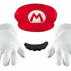 Disguise Super Mario Mario Accessory Kit Adult Mustache, Hat And Gloves Video Game Costumes
