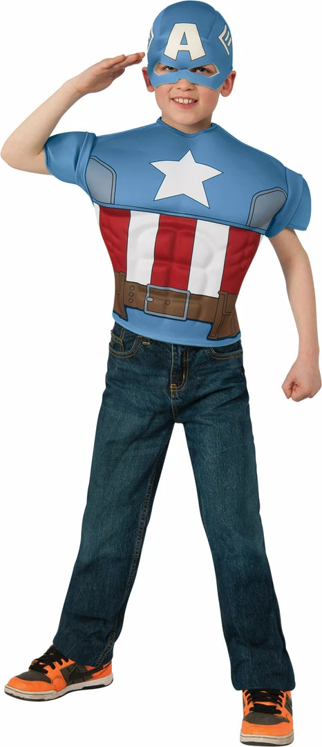 Rubie's Captain America Marvel Child Muscle Chest Top And Mask Costumes 3 Rubie's Captain America Marvel Child Muscle Chest Top And Mask Costumes