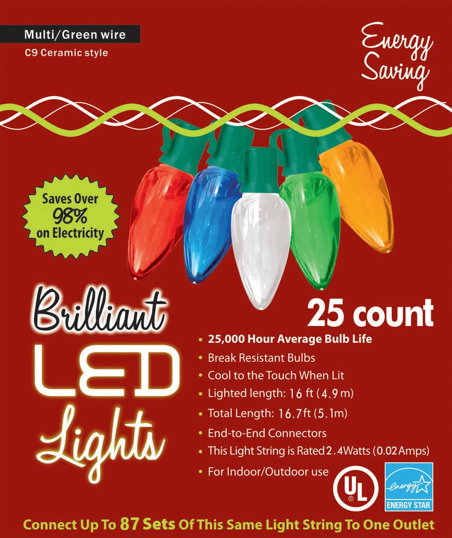 Golden Bay 25 Count C9 Ceramic Style Christmas Holiday Indoor/Outdoor Lights 3 Golden Bay 25 Count C9 Ceramic Style Christmas Holiday Indoor/Outdoor Lights