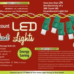 Golden Bay Decorations & Props 200-Count M5 Christmas Holiday Indoor Or Outdoor Lights, 45ft