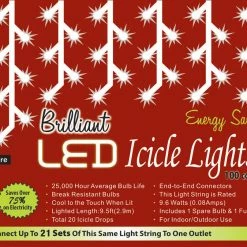 Golden Bay Decorations & Props 10 FT 100 Count LED Christmas Indoor Or Outdoor Icicle Lights,