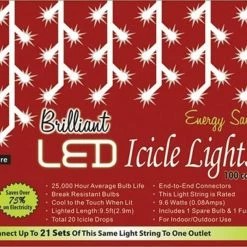 Golden Bay Decorations & Props 10 FT 100 Count LED Christmas Indoor Or Outdoor Icicle Lights,