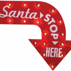 Gemmy Decorations & Props Santa Stop Here Vintage Sign