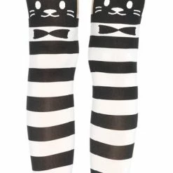 Leg Avenue Accessories Tights Striped Cat Patyhose Black & White