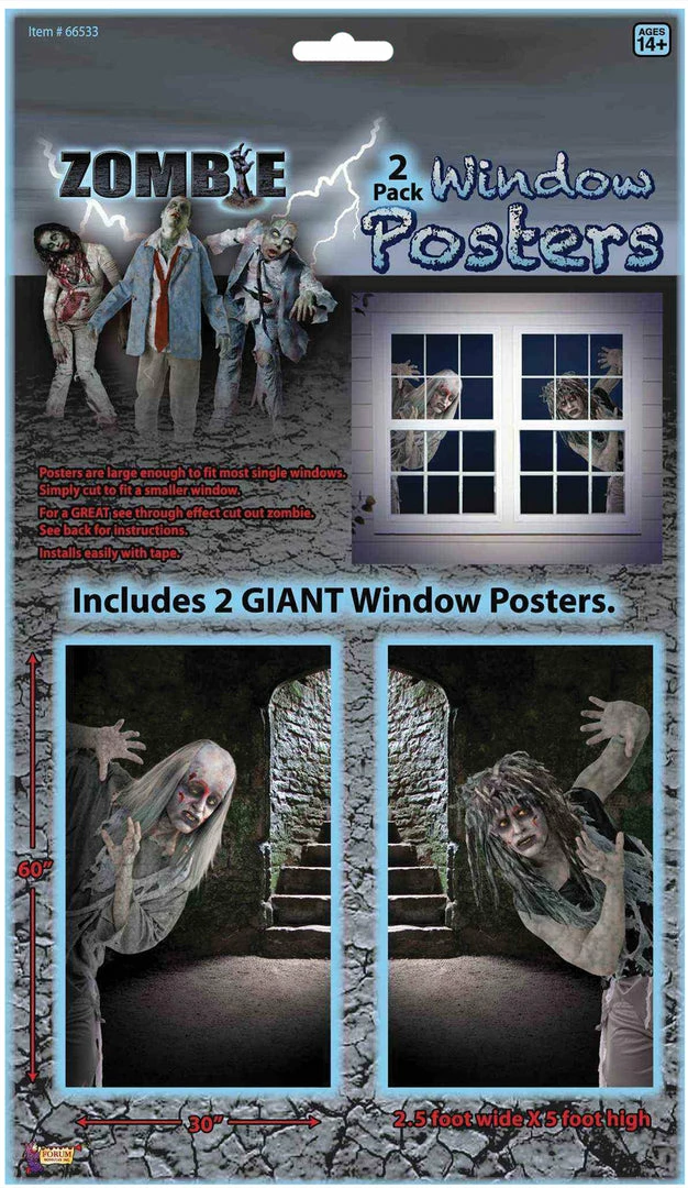 Forum Novelties Zombie Window Clings 3 Forum Novelties Zombie Window Clings