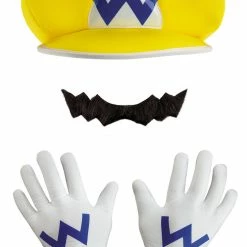 Disguise Video Game Costumes Super Mario Wario Accessory Kit Adult Mustache, Gloves & Hat