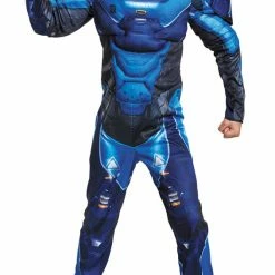 Disguise Halo 2 Blue Spartan Classic Child Muscle Costume And Mask