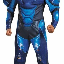 Disguise Costumes Halo Blue Spartan Adult Muscle Costume And Helmet