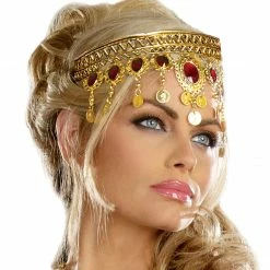 Dreamgirl Greek Headpiece Gold Dripping Rubies Accessories