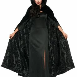 Underwraps Accessories Deluxe Velvet & Satin Flocked Cape