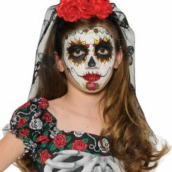 Underwraps Day Of The Dead Mantilla Headband And Veil Accessories