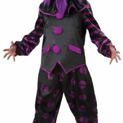 Seasonal Visions Bearded Black And Purple Clown Costume & Mask Adult Medium Size