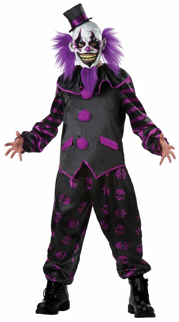 Seasonal Visions Bearded Purple & Black Clown Costume & Mask Adult Large Costumes 3 Seasonal Visions Bearded Purple & Black Clown Costume & Mask Adult Large Costumes