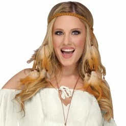Fun World 1960's Costumes Headband Feather Hippie-native