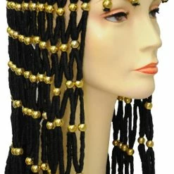 Lacey Wigs Headdress With Gold Beads Wig Cleopatra Wigs & Beards
