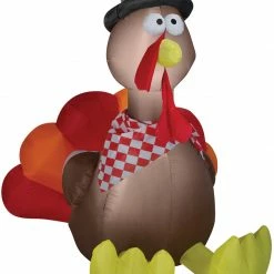 Gemmy Thanksgiving Pilgrim Turkey 6ft Airblown Yard Decoration