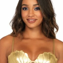 Leg Avenue Sci-Fi Costumes Gold Mermaid Shell Bra