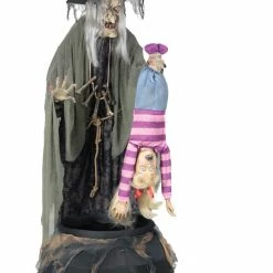 Seasonal Visions Stew Brew Witch With Kid Animatronic And Fog