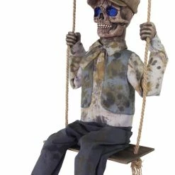 Seasonal Visions Wizard & Witches Swinging Victorian Skeleton Boy Animated Prop