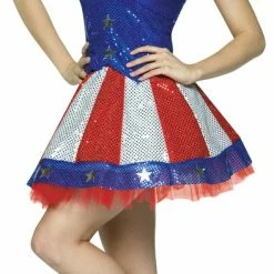 Rasta Imposta Aunt Samantha Adult Patriotic Independence Day Womens Costume Dress & Hat