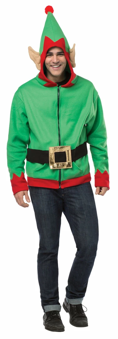 Rasta Imposta Christmas Elf Hoodie With Elf Ears And Belt, Adult Unisex Costumes 3 Rasta Imposta Christmas Elf Hoodie With Elf Ears And Belt, Adult Unisex Costumes