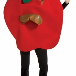 Rasta Imposta Costumes Red Apple With Worm & Hand Puppet Adult Fruit Costume