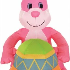 Morris Costumes Easter Inflatable Pink Bunny With Egg 4 Ft Airblown LED Yard Decoration