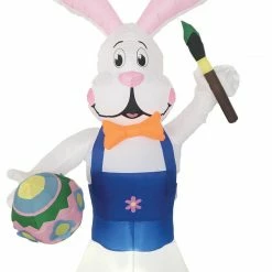 Morris Costumes Decorations & Props Easter Inflatable Bunny 7ft With Brush & Egg Airblown Decor