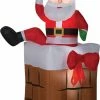 Gemmy Santa Climbing Out Of Chimney Airblown Animated Christmas Yard Decor Decorations & Props