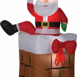 Gemmy Santa Climbing Out Of Chimney Airblown Animated Christmas Yard Decor Decorations & Props