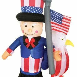 Morris Costumes Decorations & Props Inflatable Uncle Sam With Eagle Independence Day 6Ft LED Prop