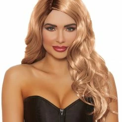Dreamgirl Dip Dye Long Wavy Honey Brown Women's Wig
