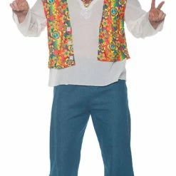 Underwraps Costumes Flower Hippie Vest Adult Men's