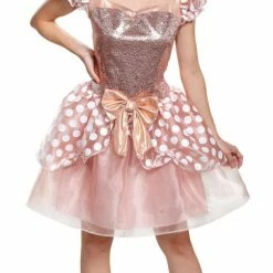 Disguise Minnie Mouse Women's Rose Gold Minnie Deluxe Costume Dress & Ears Costumes
