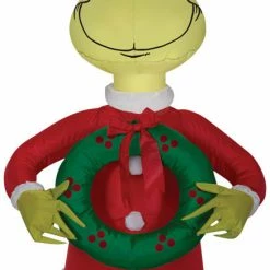 Gemmy Decorations & Props The Grinch With Wreath 4ft Airblown Christmas Yard Decor