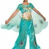 Disguise Disney Aladdin Jasmine Teal Blue Peacock Deluxe Girls Costume Costumes