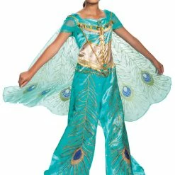 Disguise Disney Aladdin Jasmine Teal Blue Peacock Deluxe Girls Costume Costumes